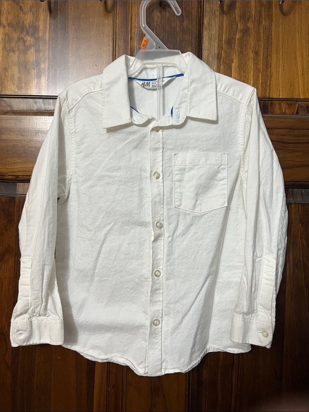 H&M White Long-Sleeve Button-Down Shirt for Kids
